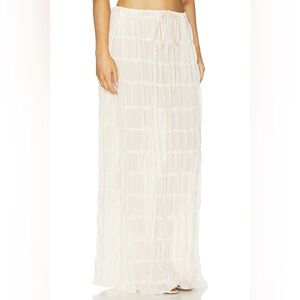 Elegant Cream Bohemian Sheer Tiered Maxi Skirt